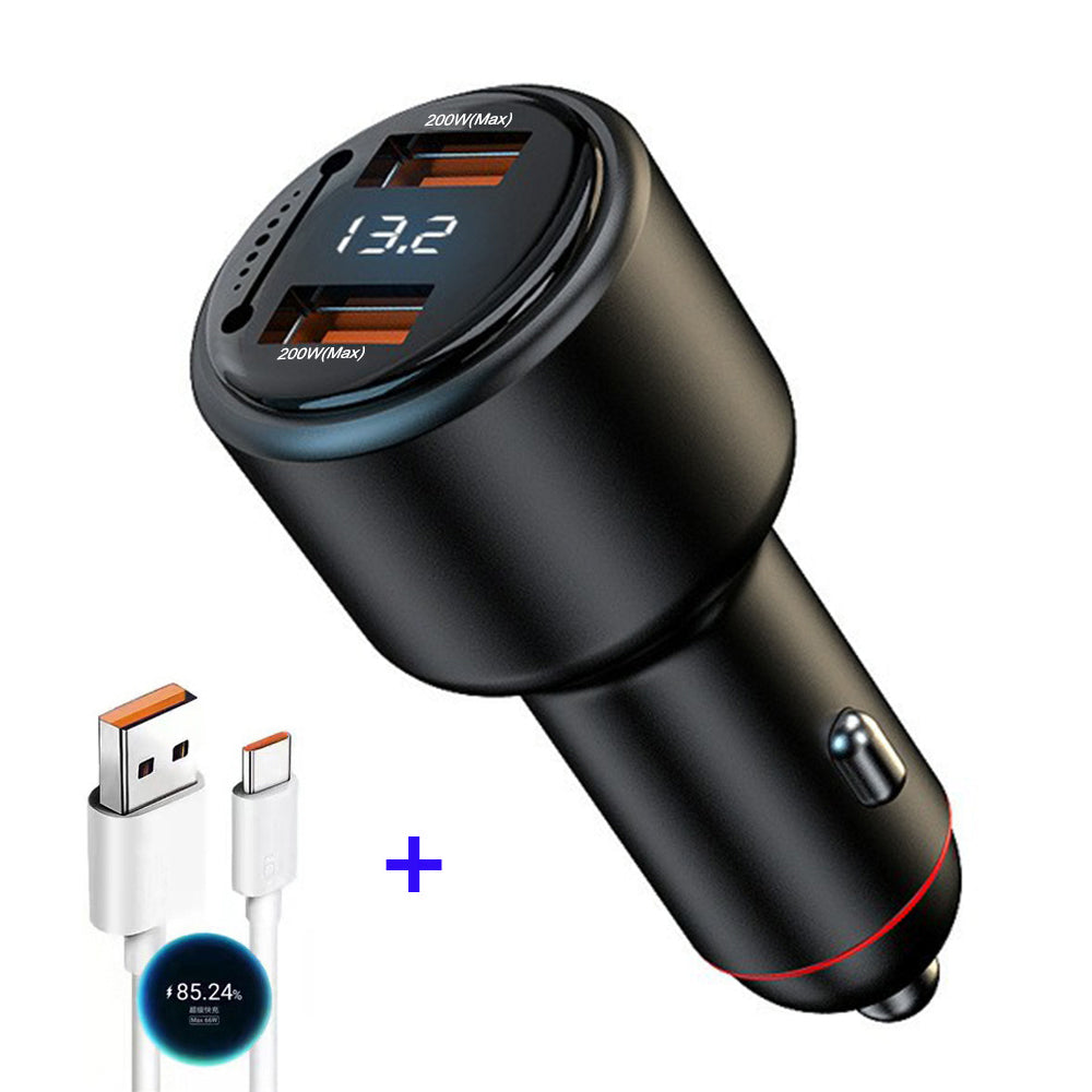 P6J 200W Car Charger Adapter with 6A Fast Charging Cable Dual USB 12V-24V Phone Charging Adapter P6J 200W Car Charger Adapter with 6A Fast Charging Cable Dual USB 12V-24V Phone Charging Adapter